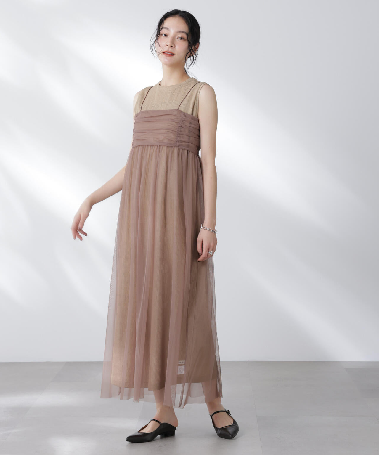 チュールキャミ×カットワンピースセット