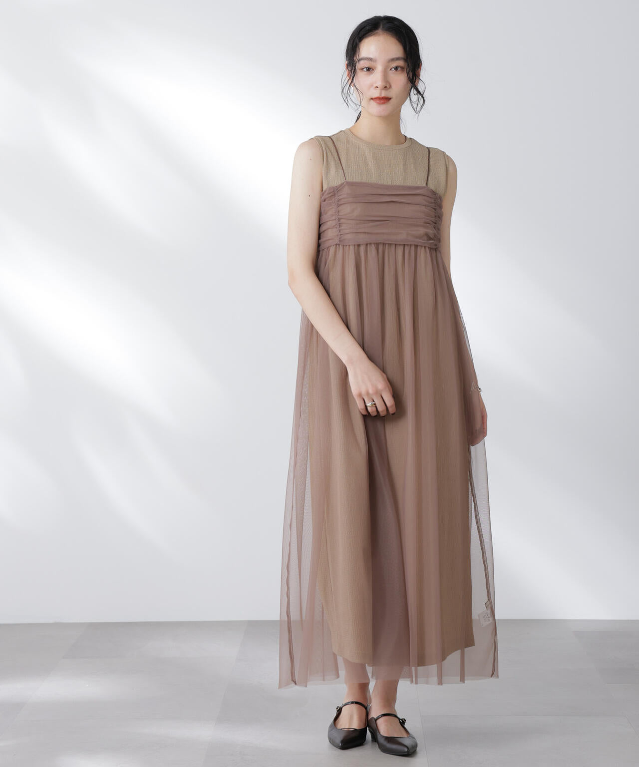 チュールキャミ×カットワンピースセット