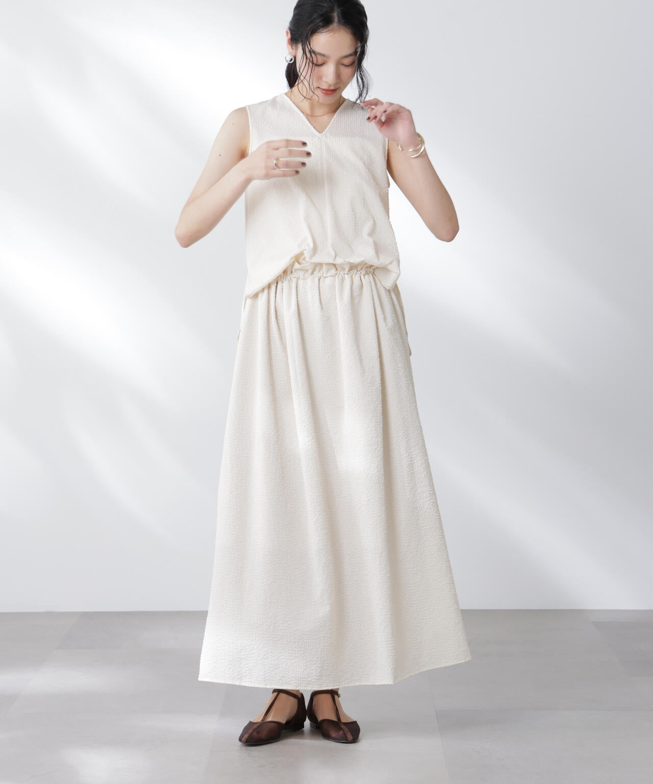 サッカーブラウス×スカートセットアップ