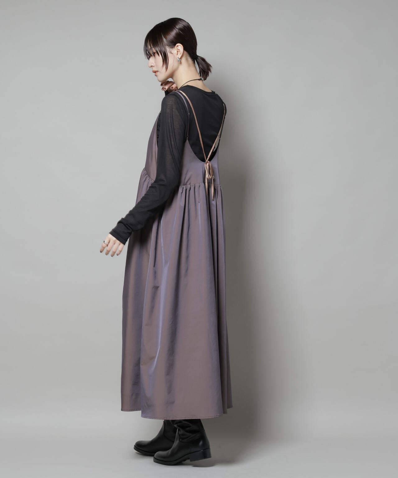 シャンブレータフタキャミレイヤードワンピース