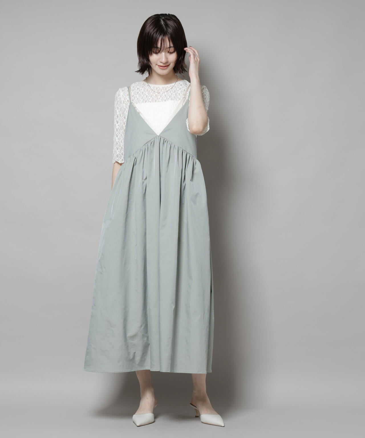 シャンブレータフタキャミレイヤードワンピース