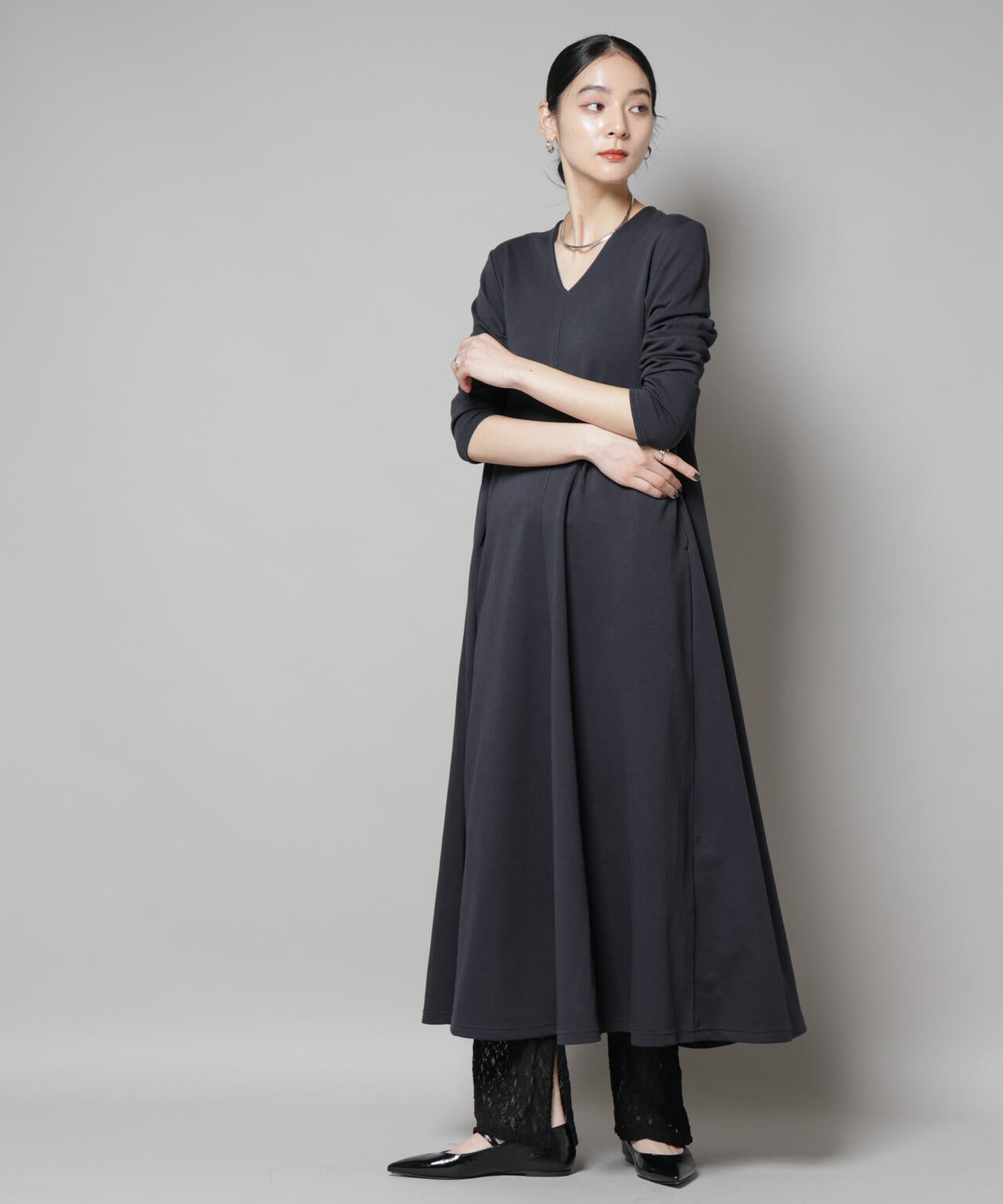 ライトコットンダンボールフレアワンピース