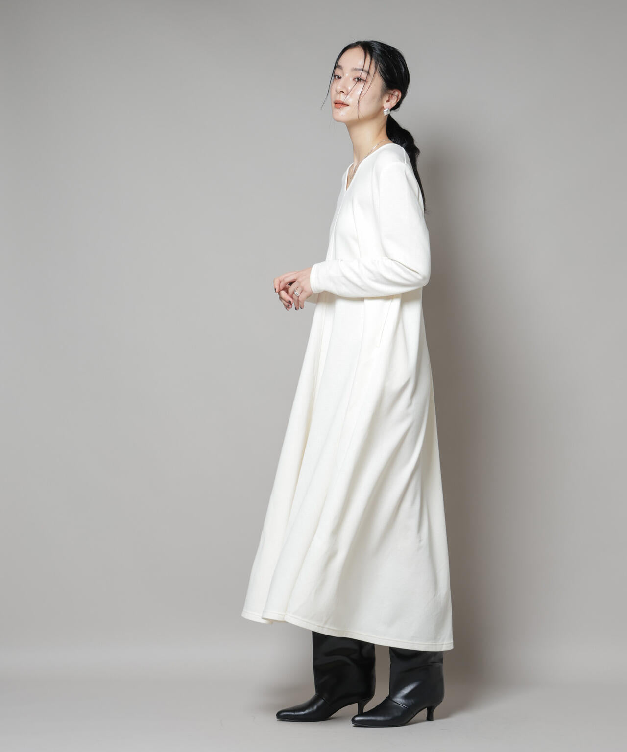 ライトコットンダンボールフレアワンピース