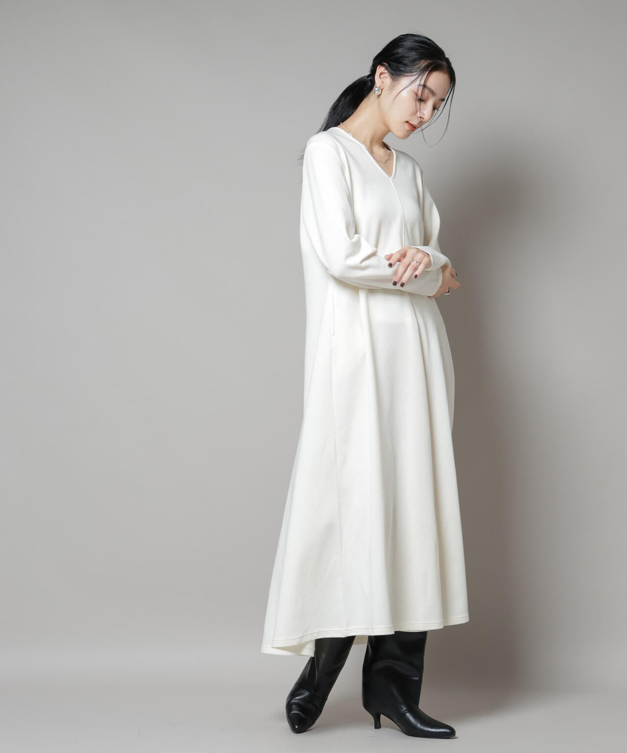 ライトコットンダンボールフレアワンピース