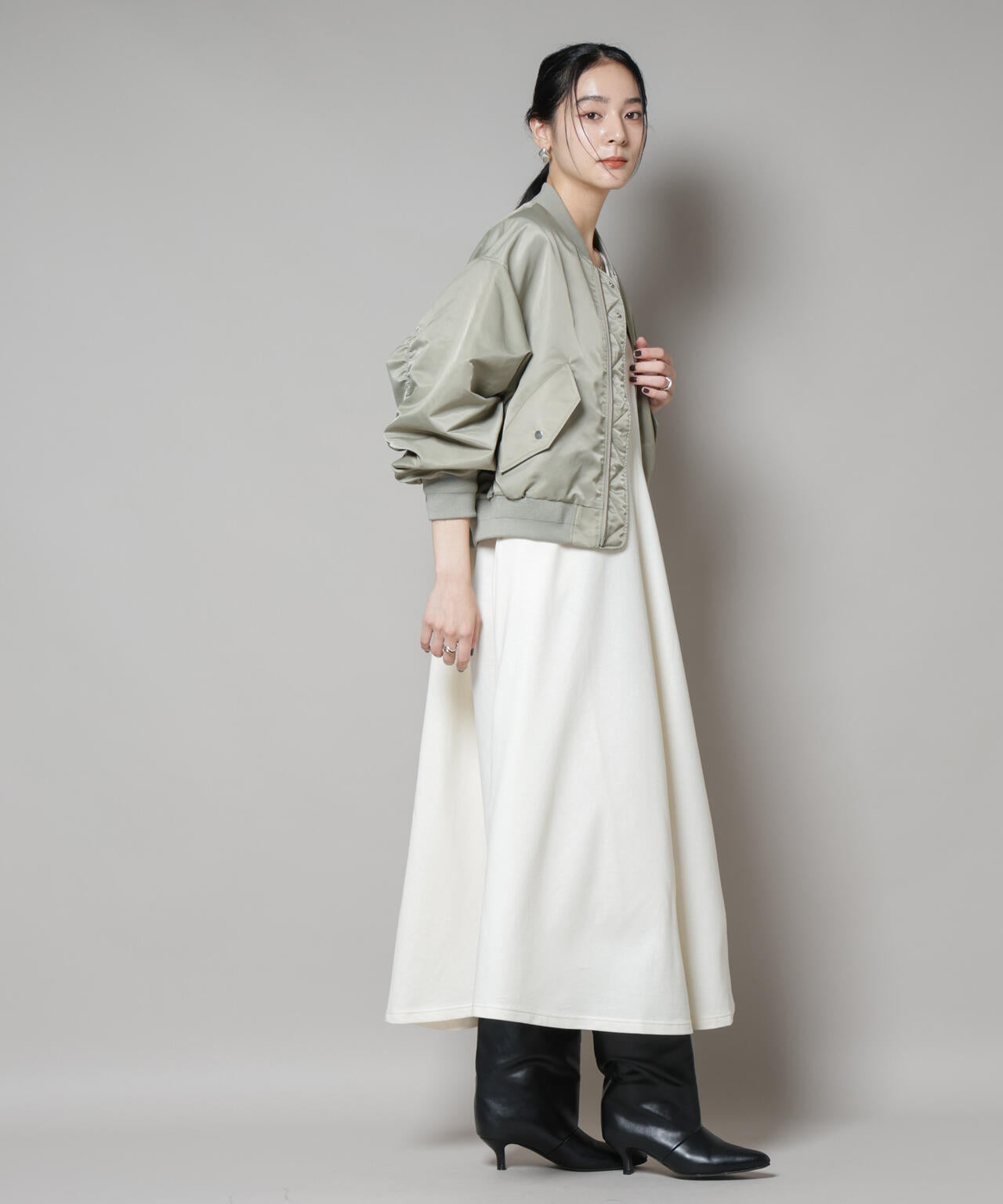 ライトコットンダンボールフレアワンピース