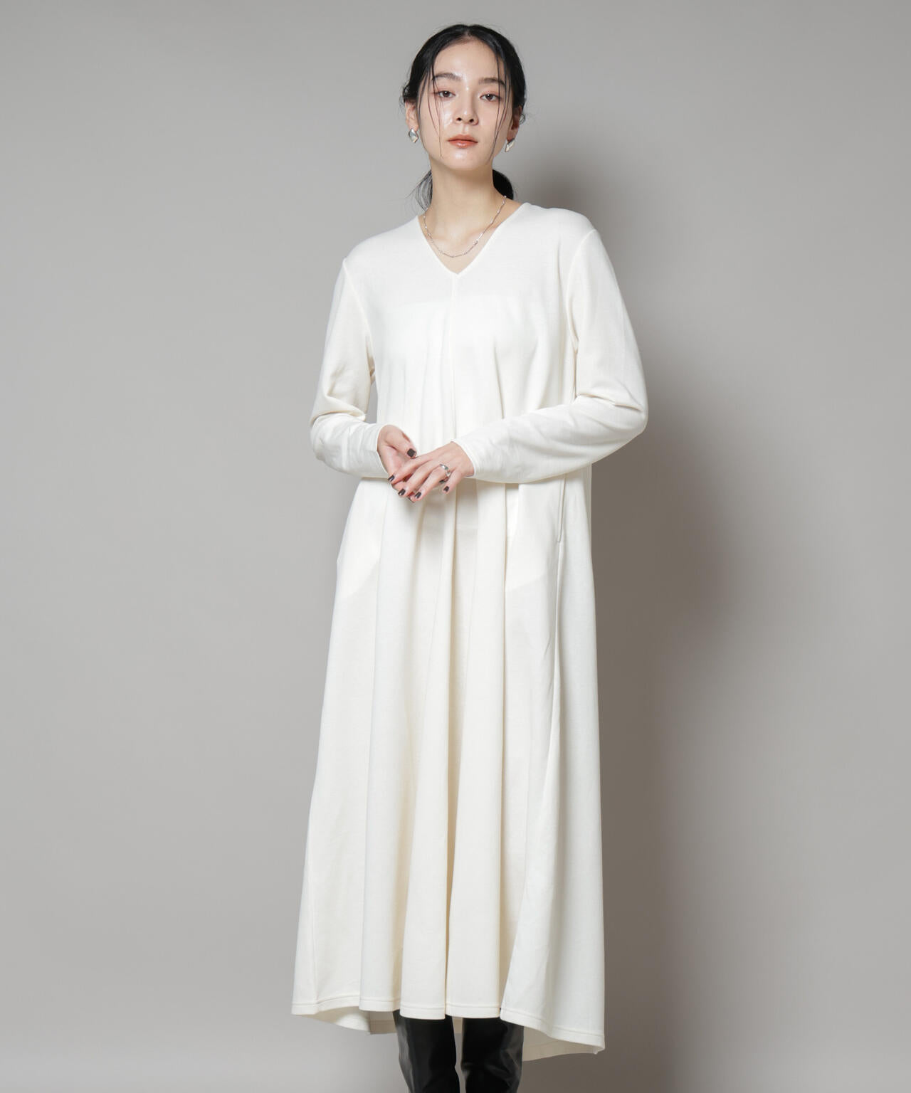 ライトコットンダンボールフレアワンピース