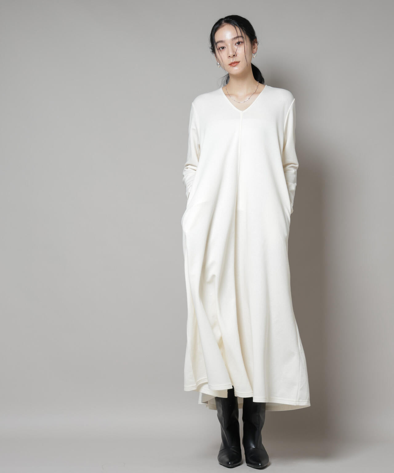 ライトコットンダンボールフレアワンピース
