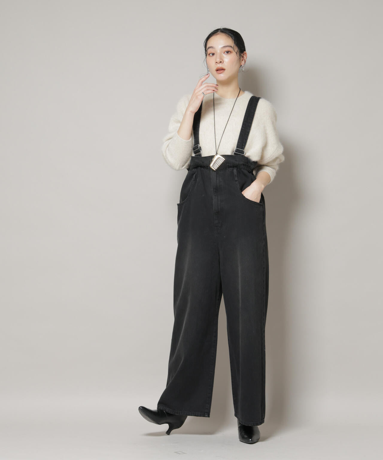 コットンワイドサロペット