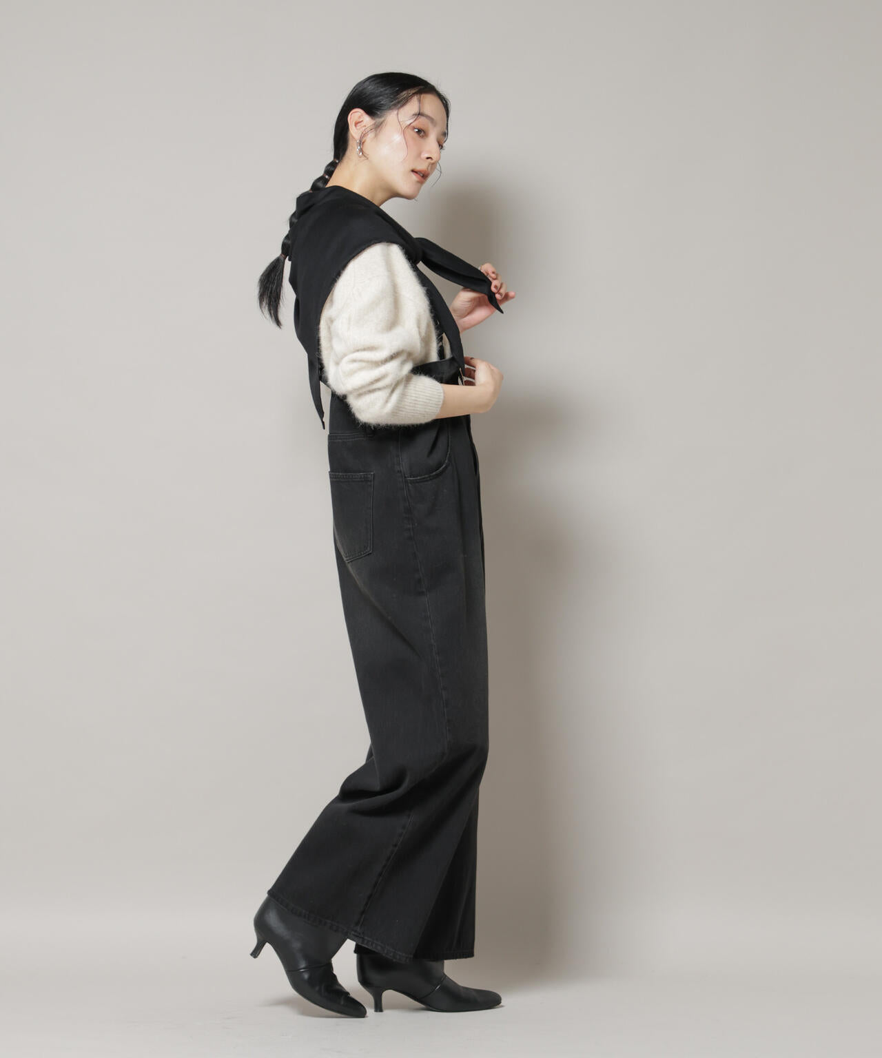 コットンワイドサロペット