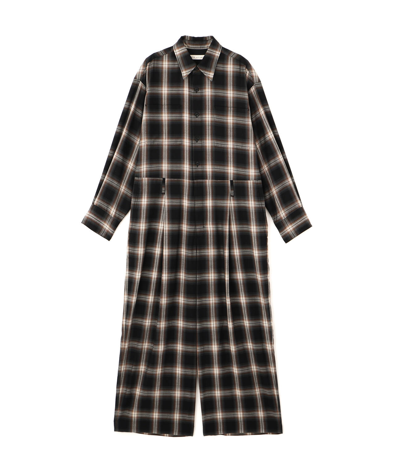 オンブレーチェックジャンプスーツ