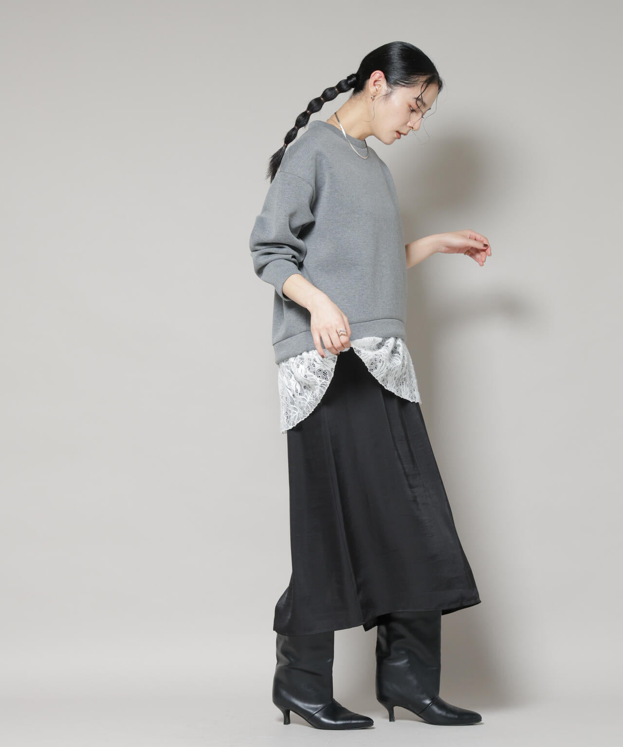 レースレイヤードセットワンピース