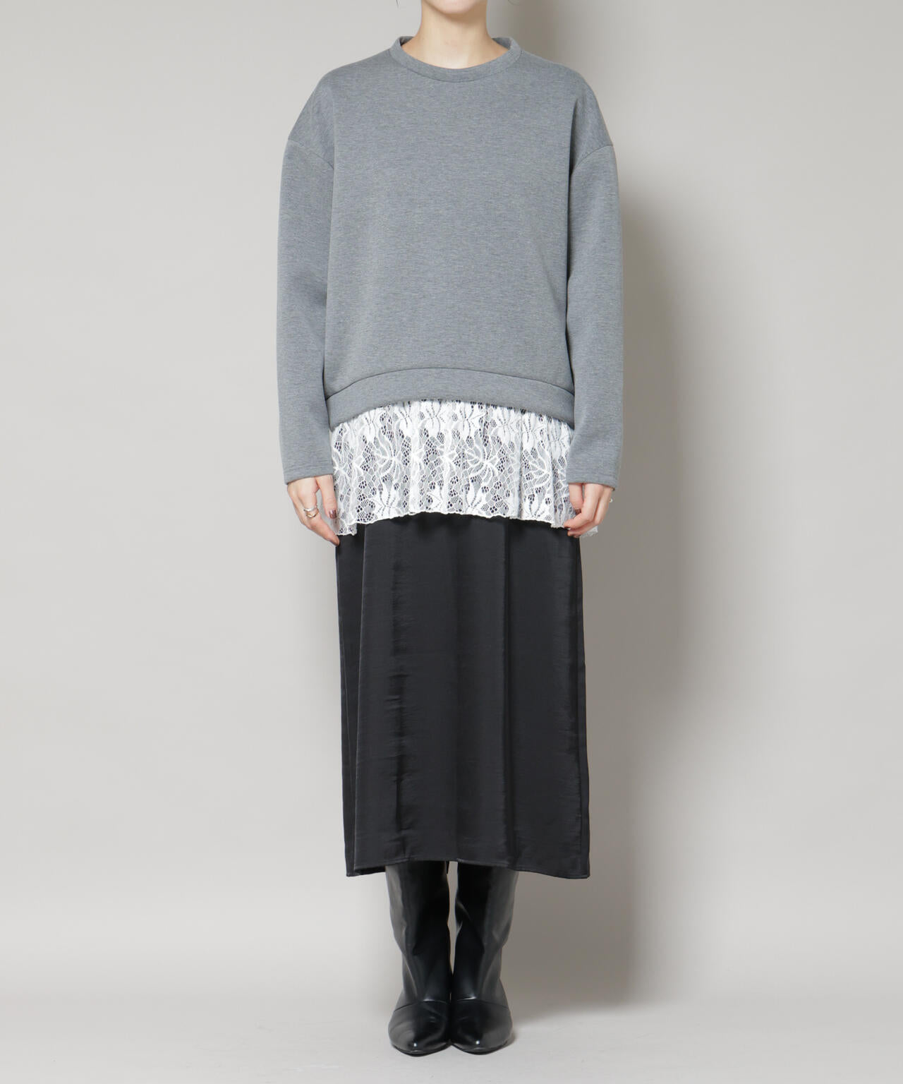 レースレイヤードセットワンピース