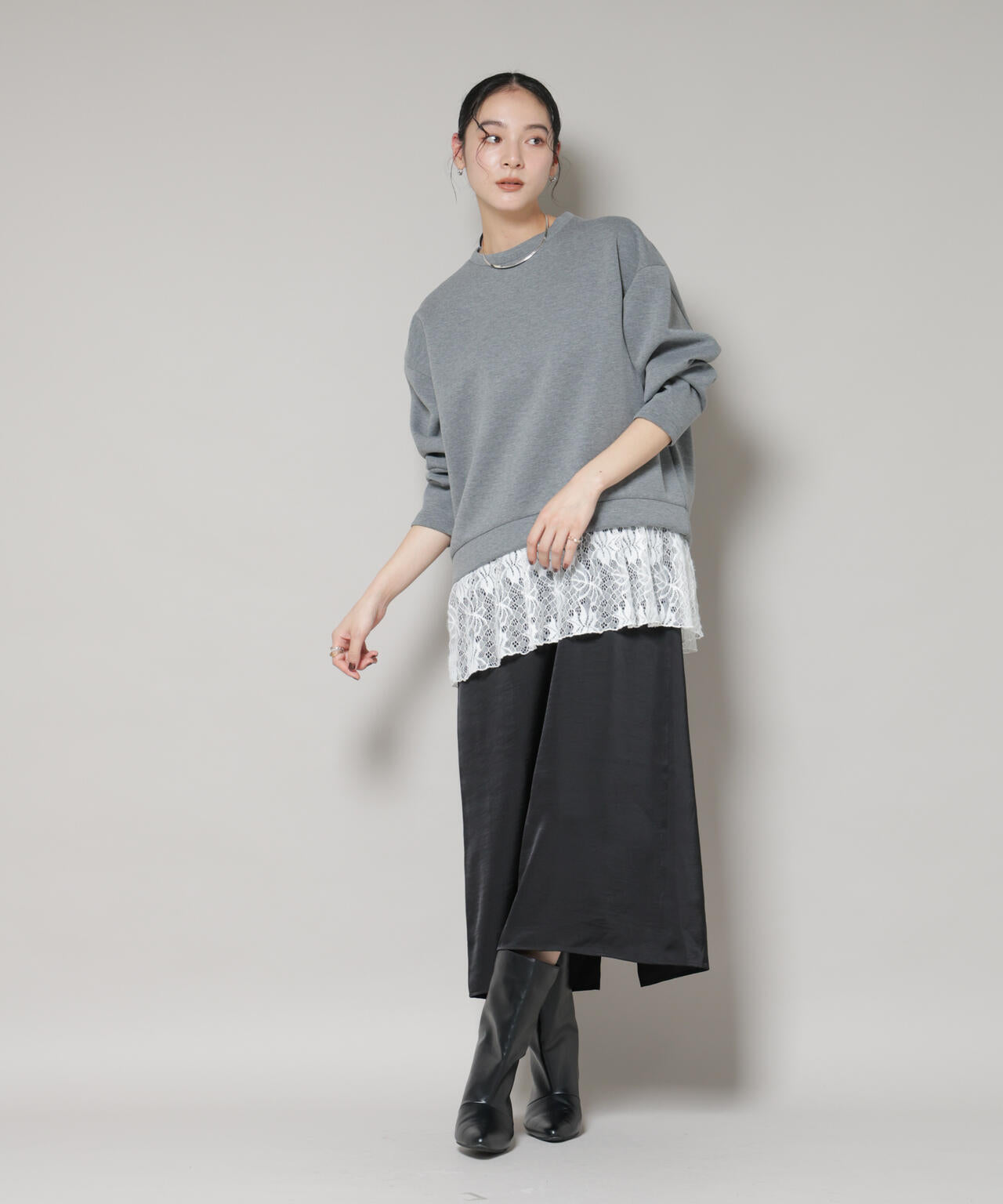 レースレイヤードセットワンピース