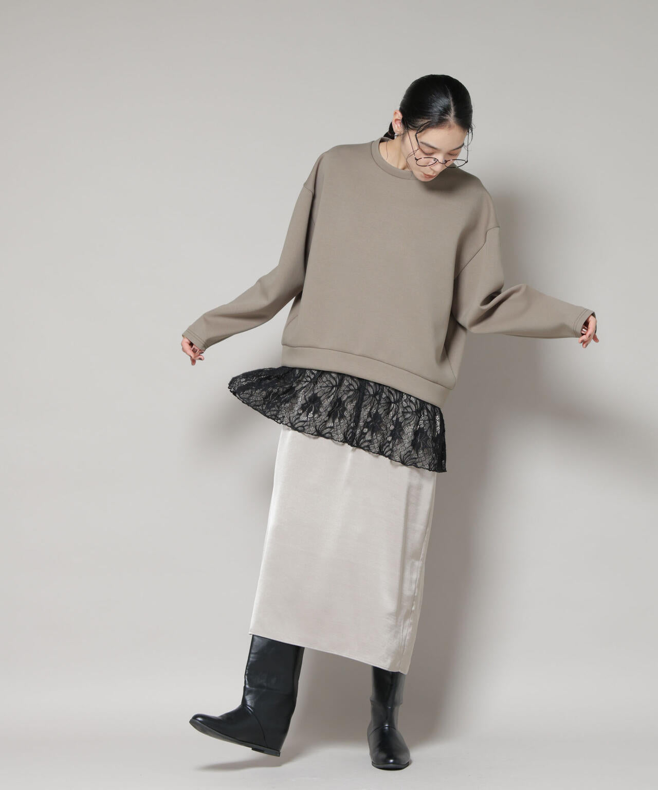 レースレイヤードセットワンピース