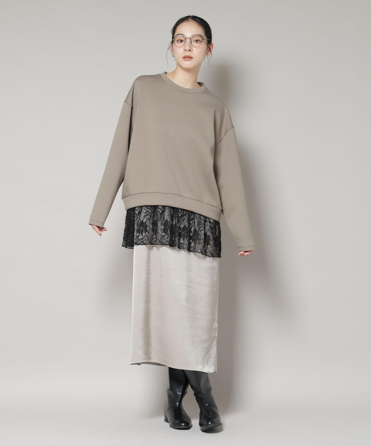 レースレイヤードセットワンピース