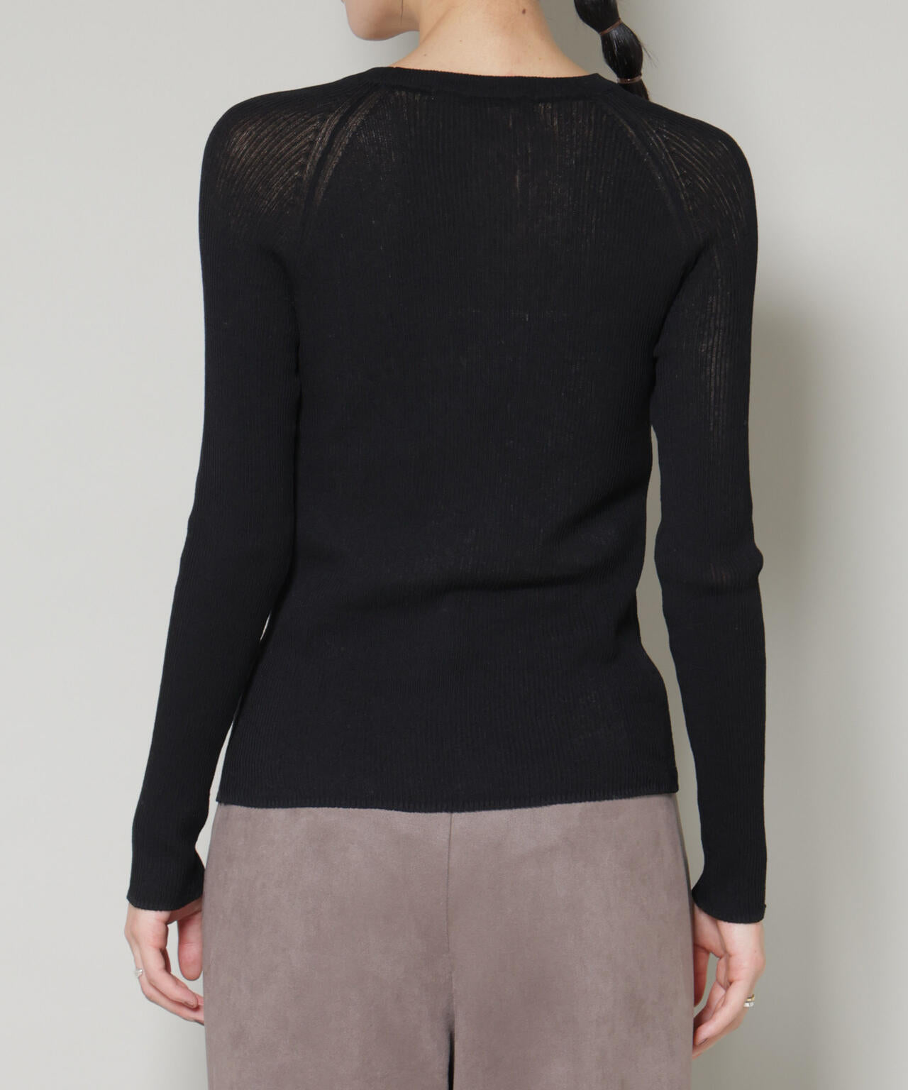 ツイードIラインワンピース×シアーリブニットセット