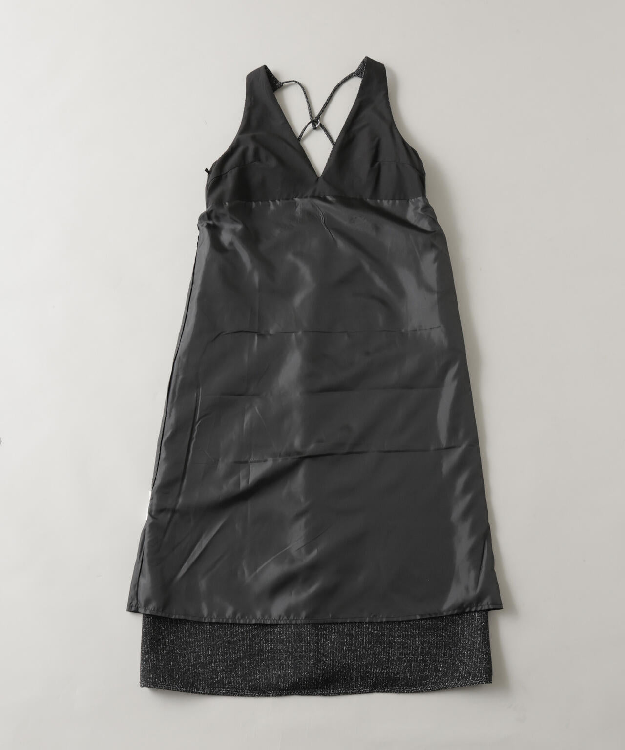 ツイードIラインワンピース×シアーリブニットセット