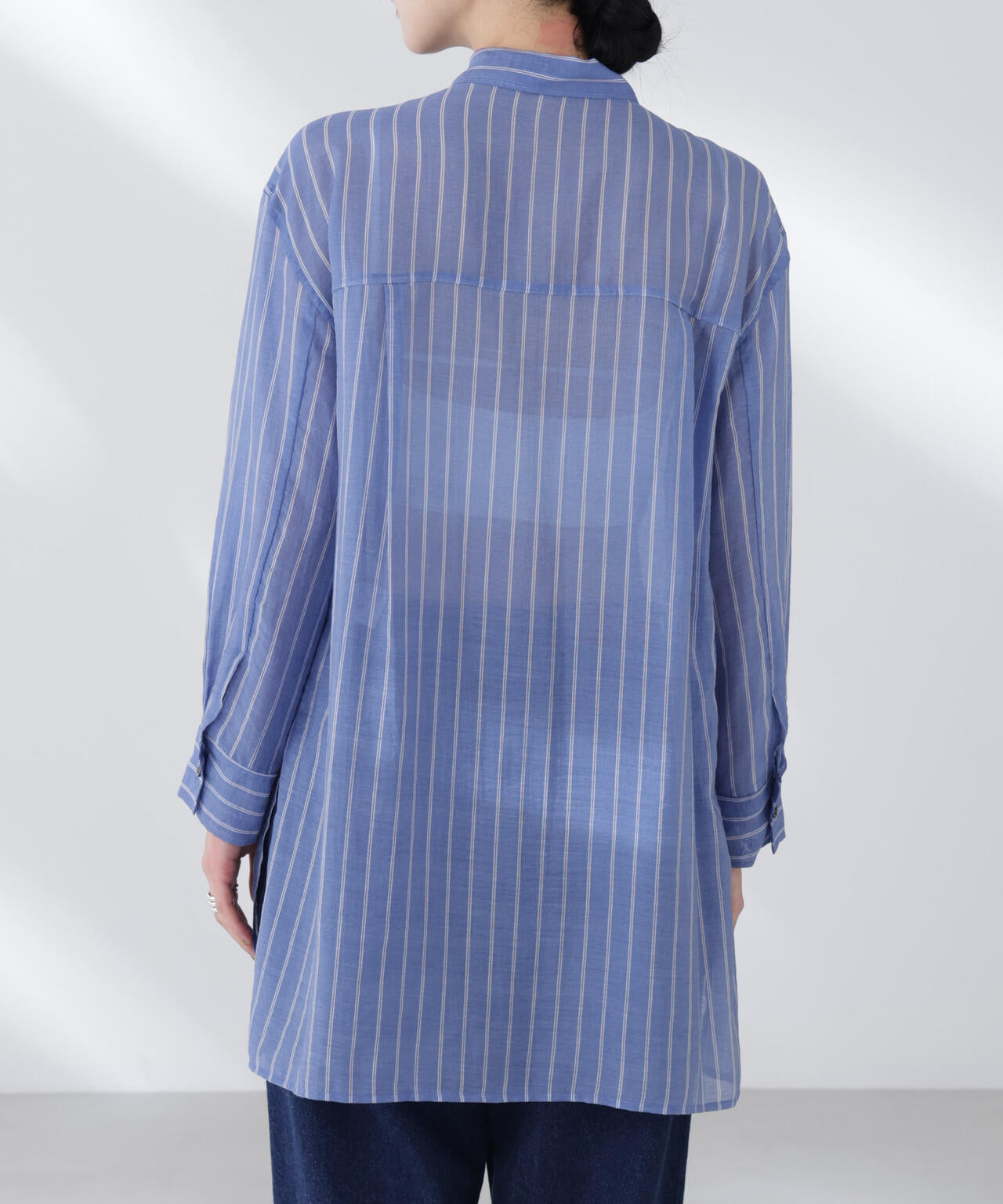 シアーストライプオーバーサイズロングシャツ(セットアップ可)