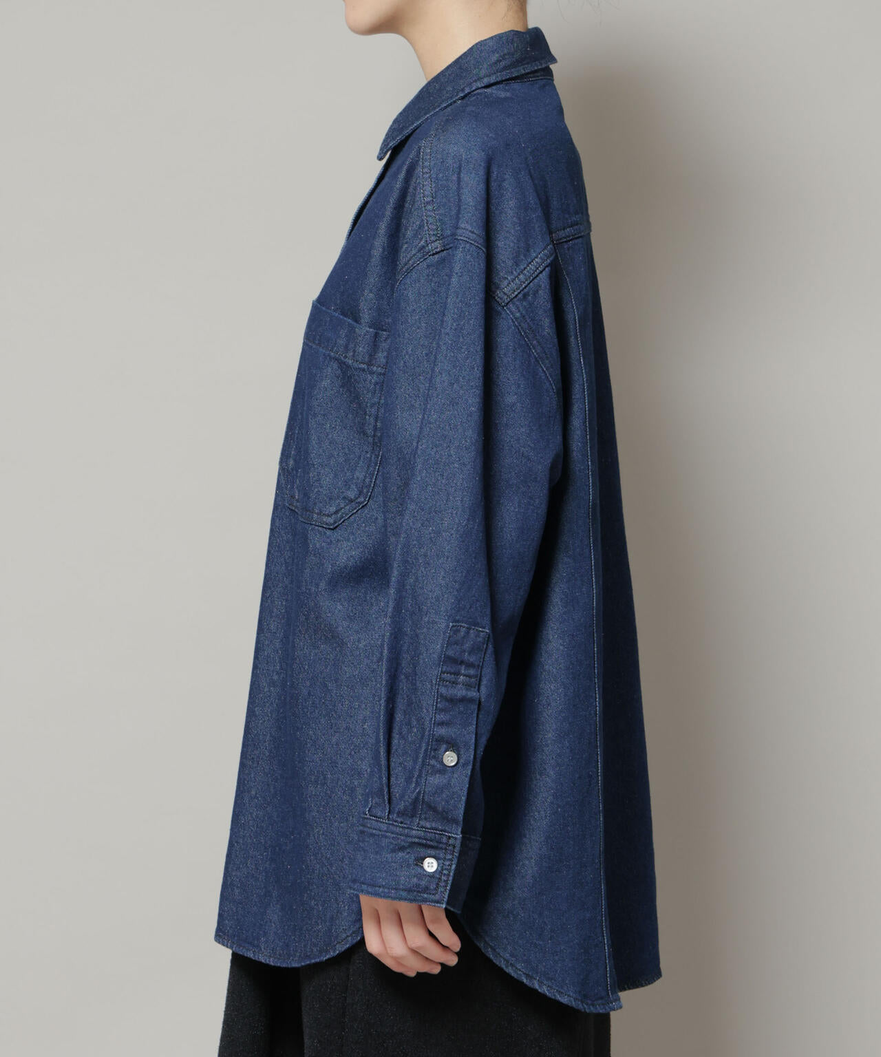 刺繍入りデニムワイドシャツ(セットアップ可)