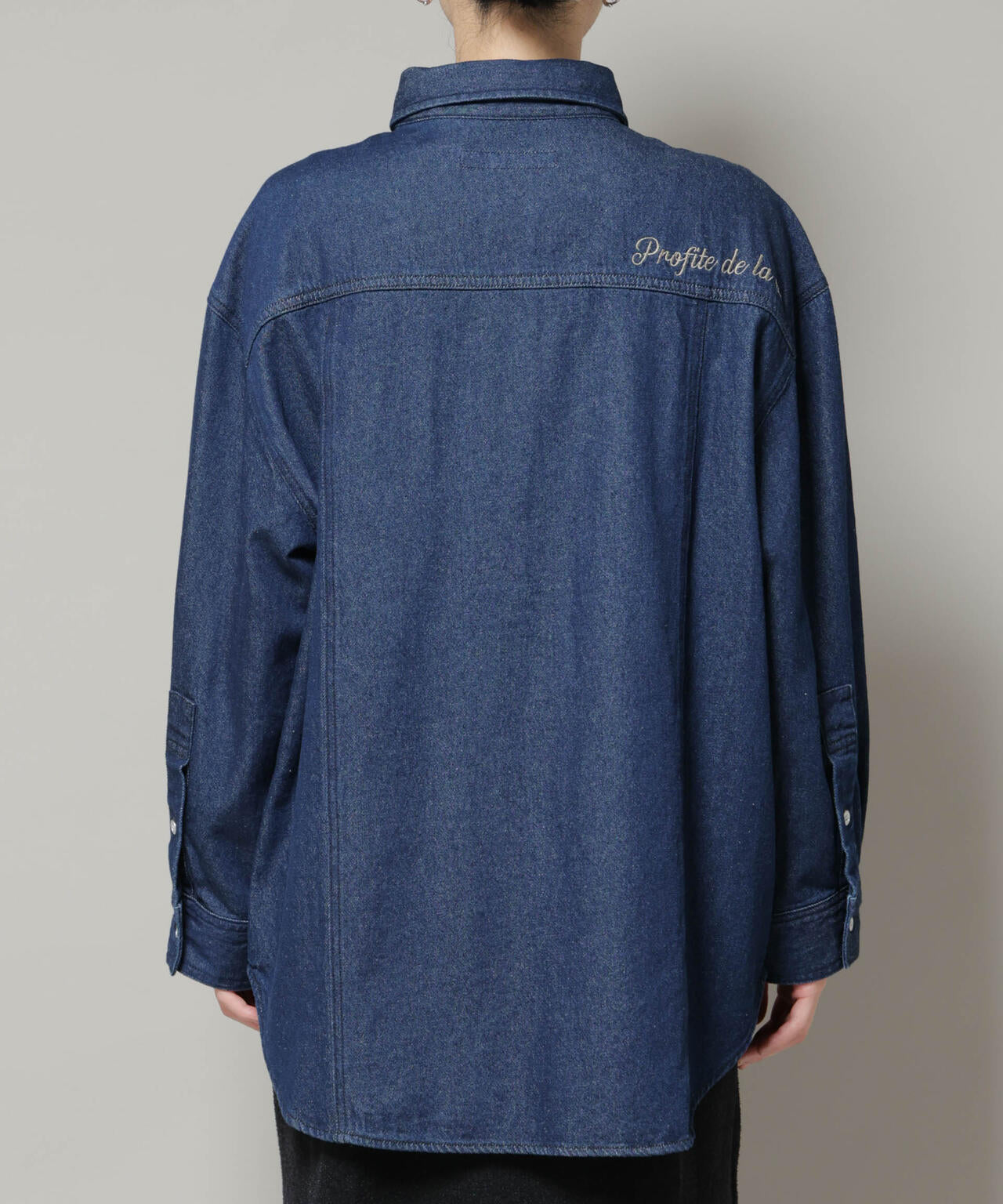 刺繍入りデニムワイドシャツ(セットアップ可)