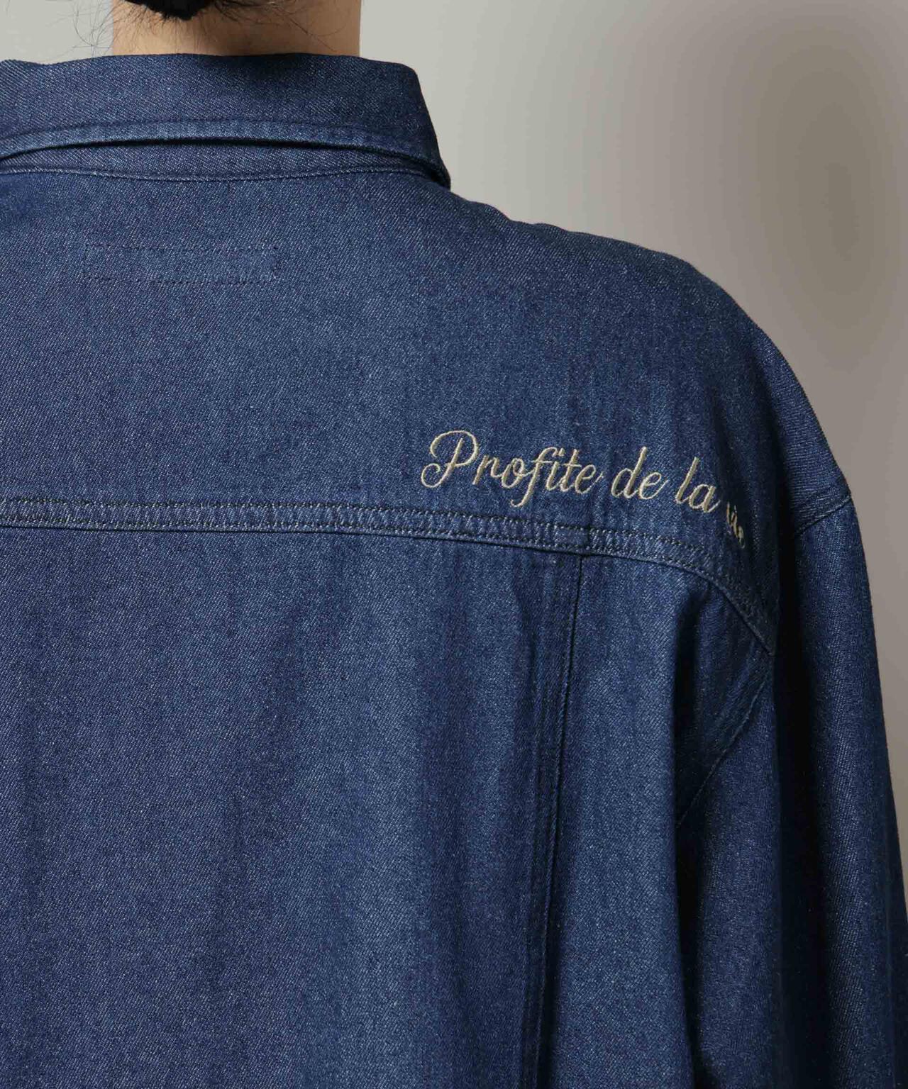 刺繍入りデニムワイドシャツ(セットアップ可)