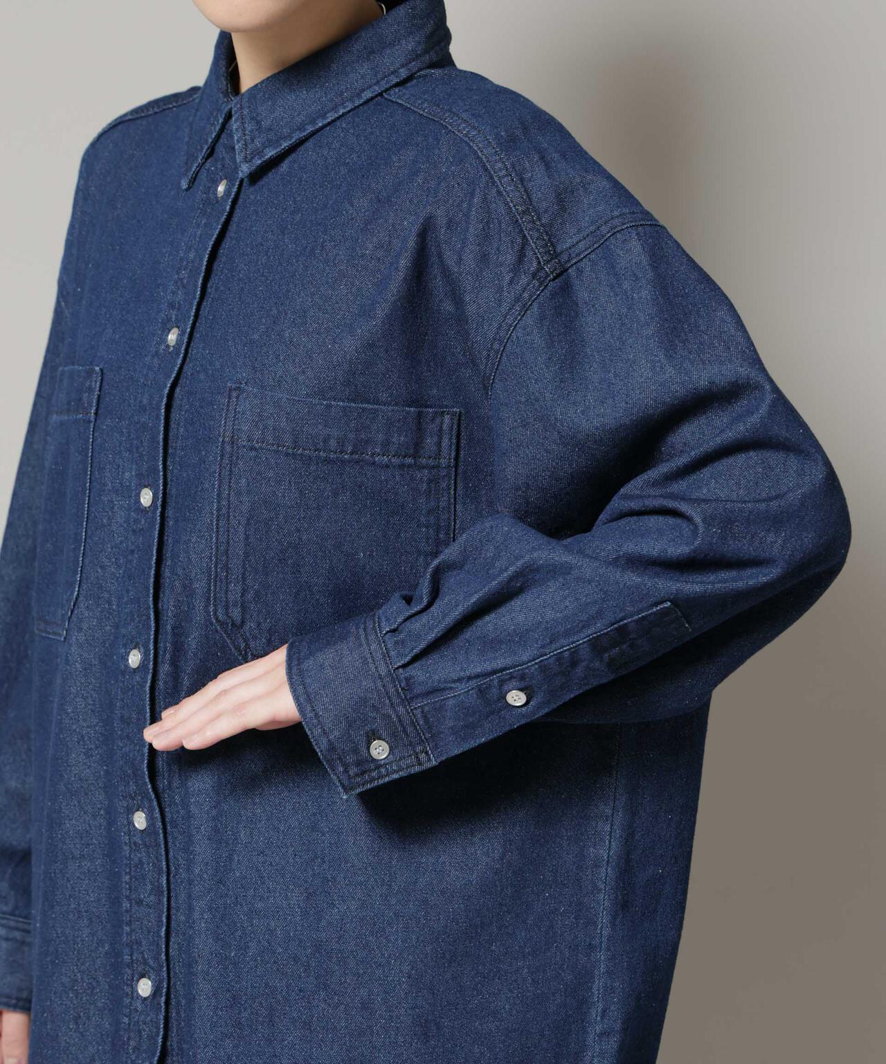 刺繍入りデニムワイドシャツ(セットアップ可)