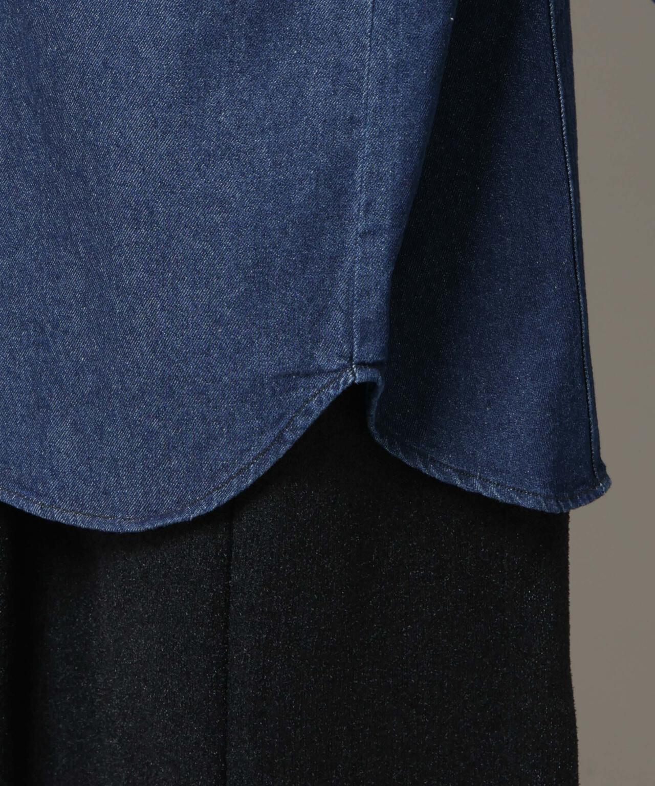 刺繍入りデニムワイドシャツ(セットアップ可)