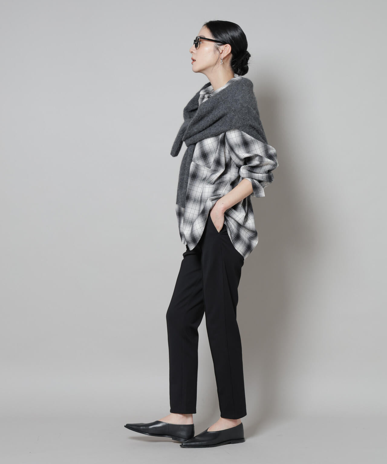 オンブレチェックオーバーネルシャツ