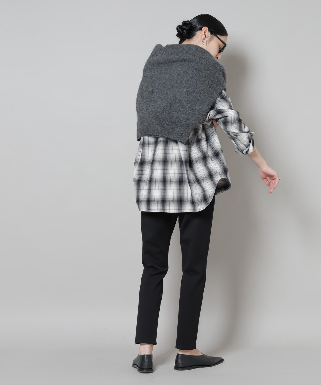 オンブレチェックオーバーネルシャツ