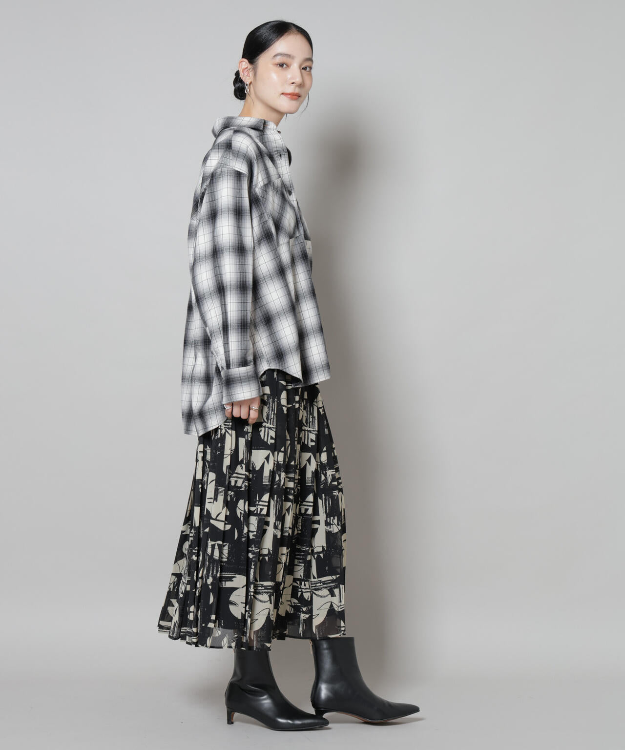 オンブレチェックオーバーネルシャツ