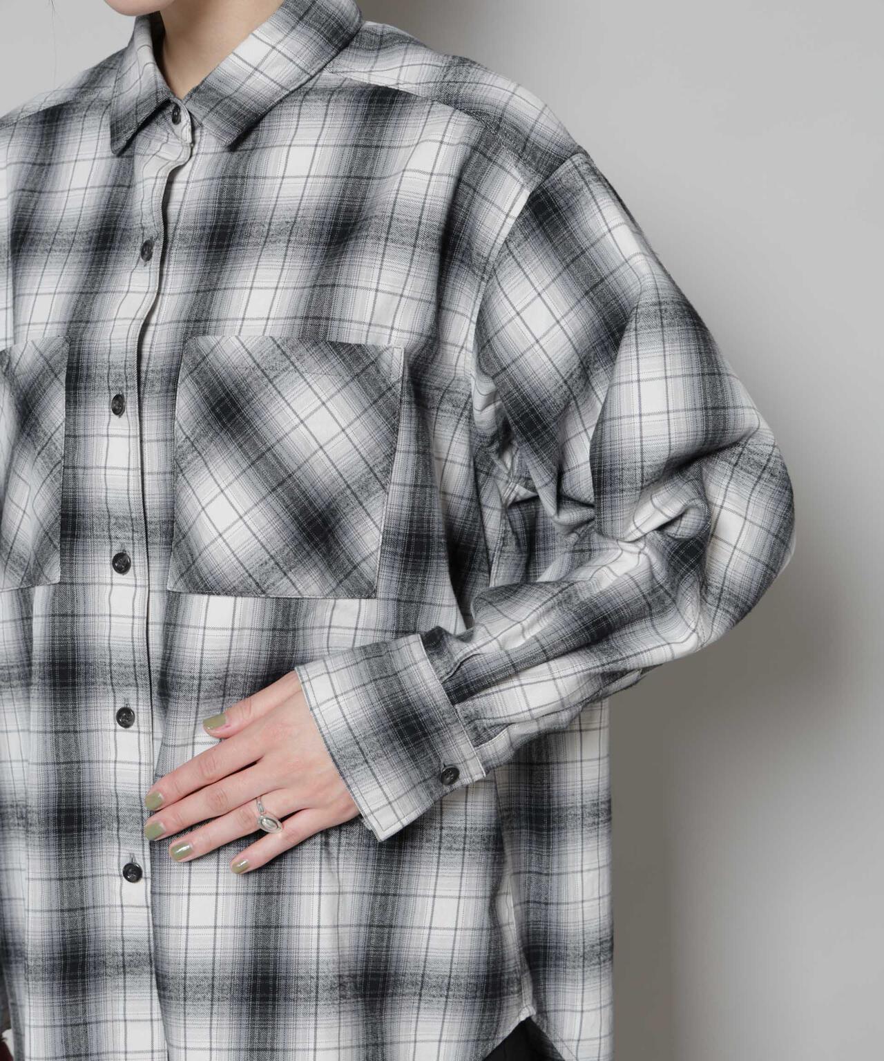 オンブレチェックオーバーネルシャツ