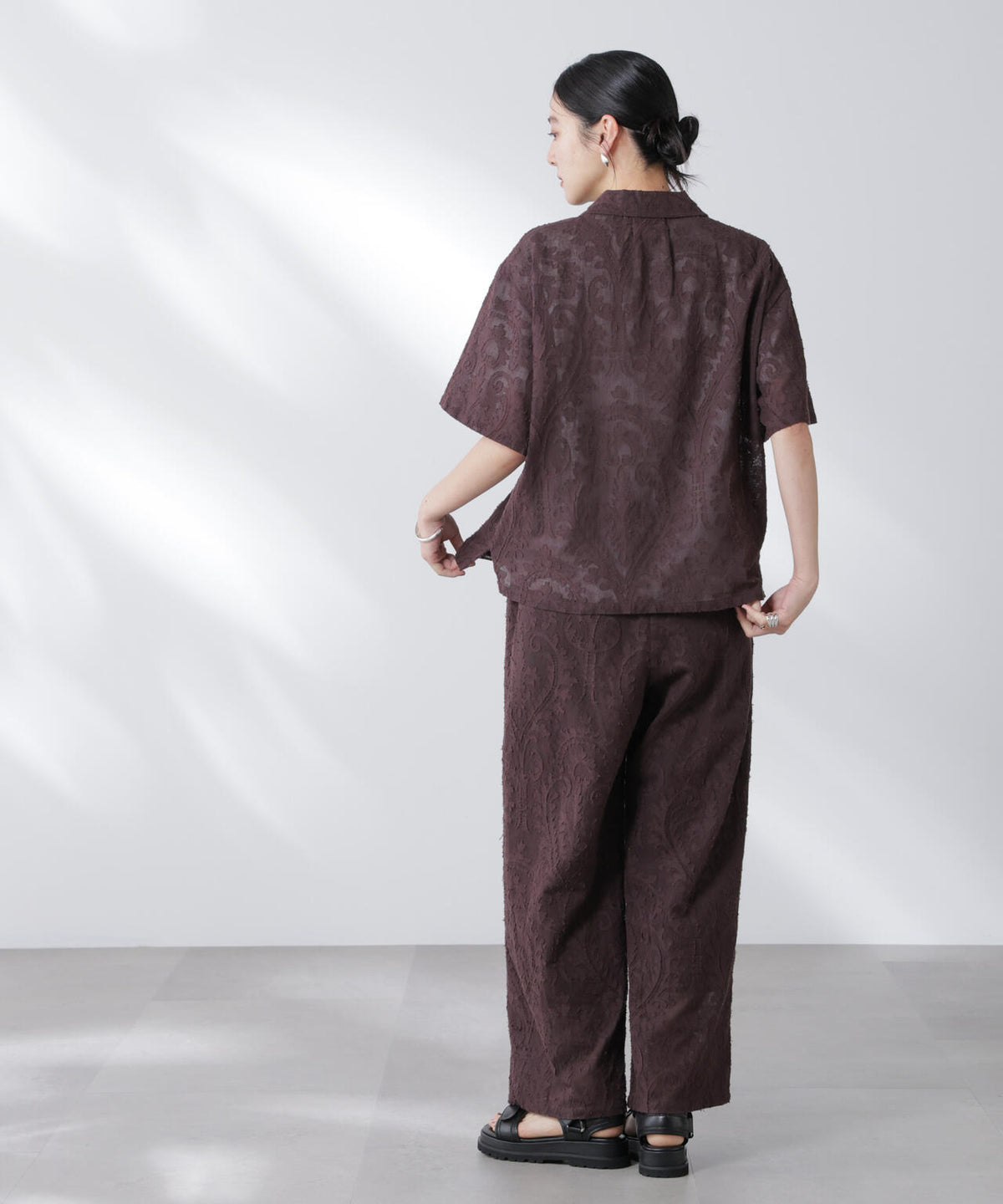 made in india カットワークジャカードシャツ(セットアップ可)