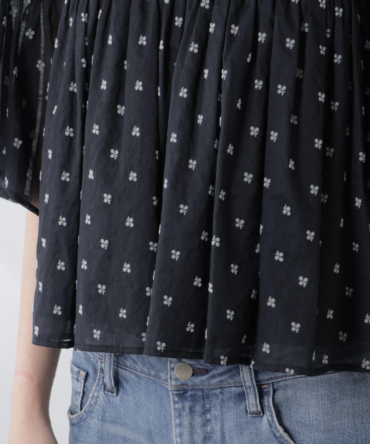 made in india コットンフロッキーフラワーブラウス