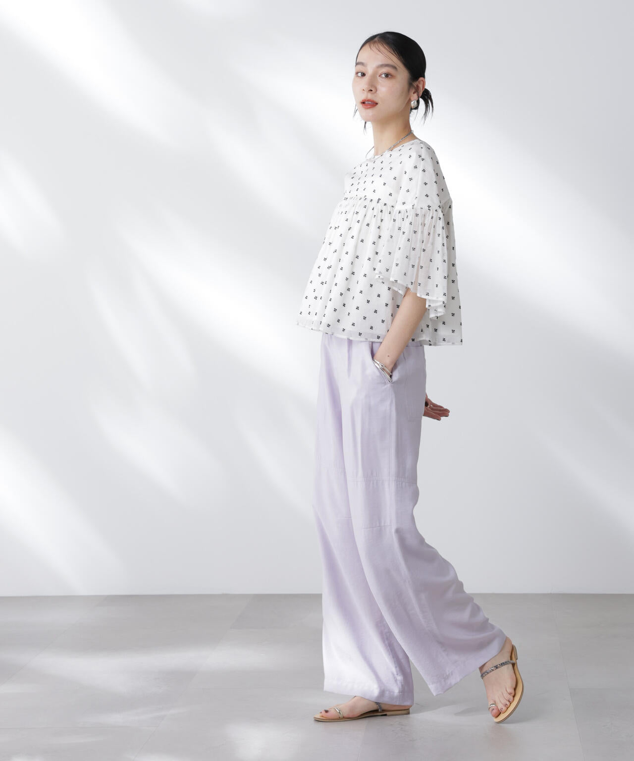 made in india コットンフロッキーフラワーブラウス