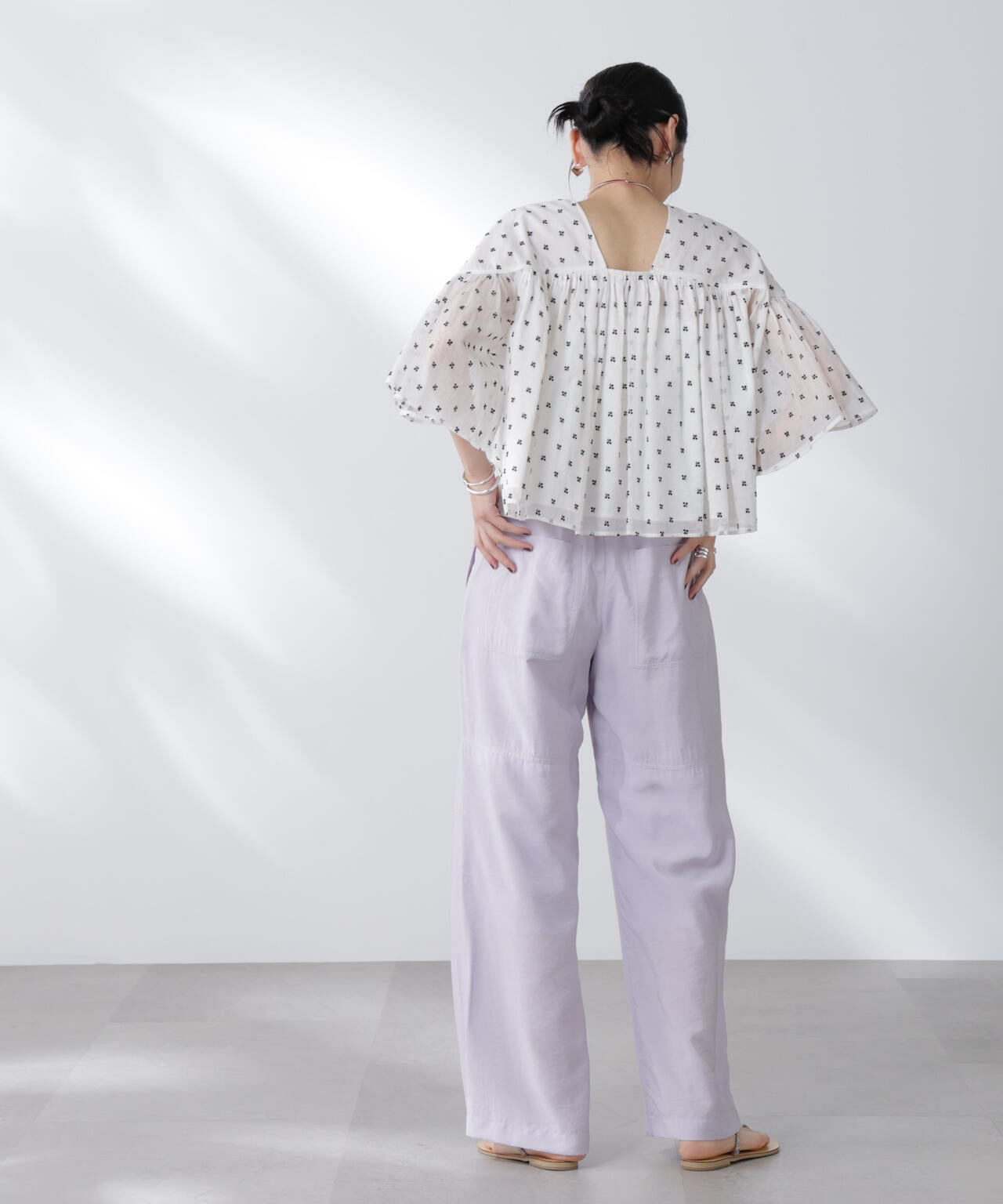 made in india コットンフロッキーフラワーブラウス