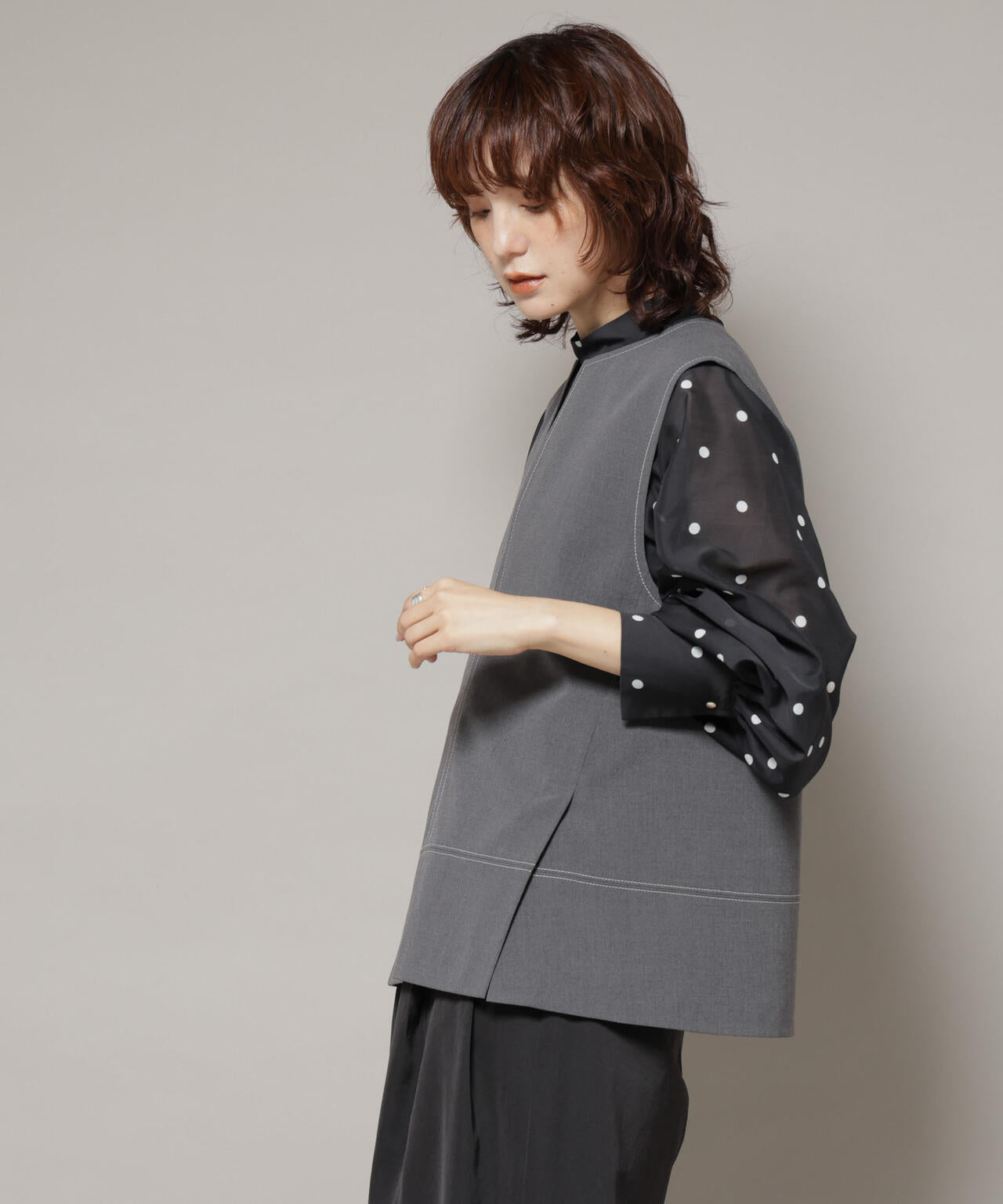 ドライウェザーストレッチバイカラーステッチベスト(セットアップ可)