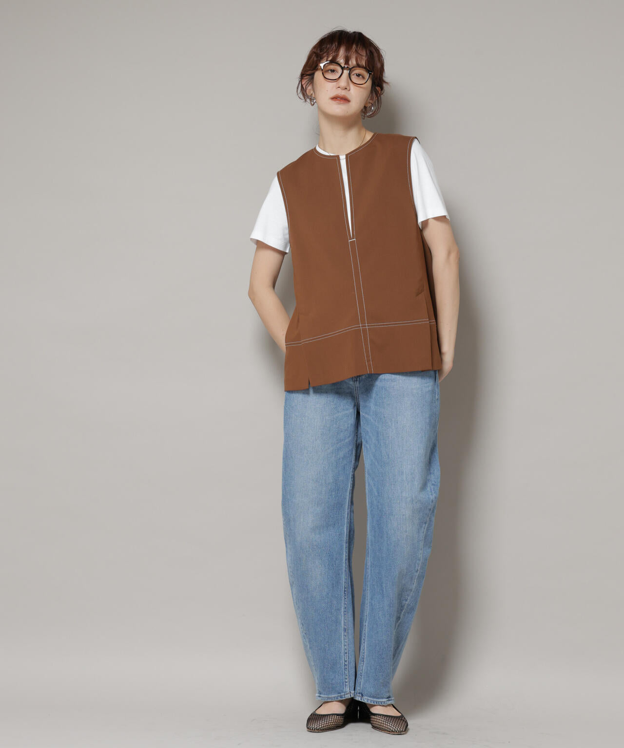 ドライウェザーストレッチバイカラーステッチベスト(セットアップ可)