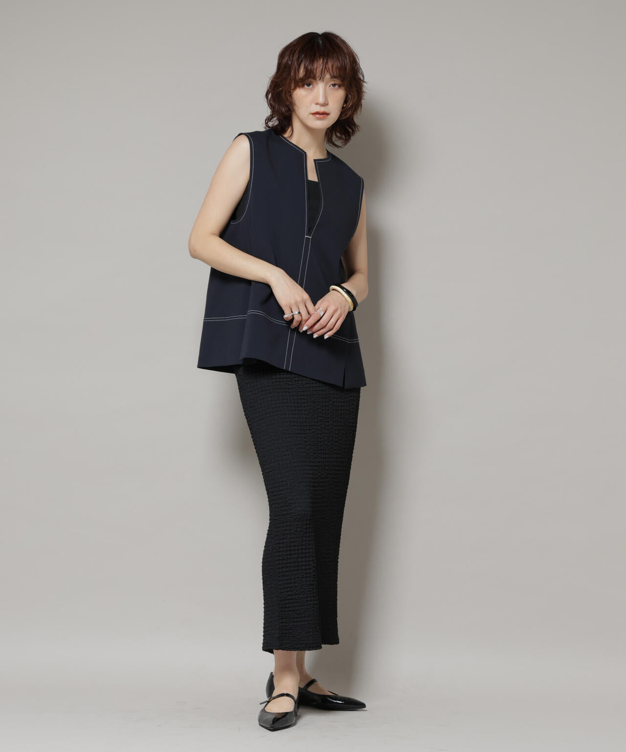 ドライウェザーストレッチバイカラーステッチベスト(セットアップ可)