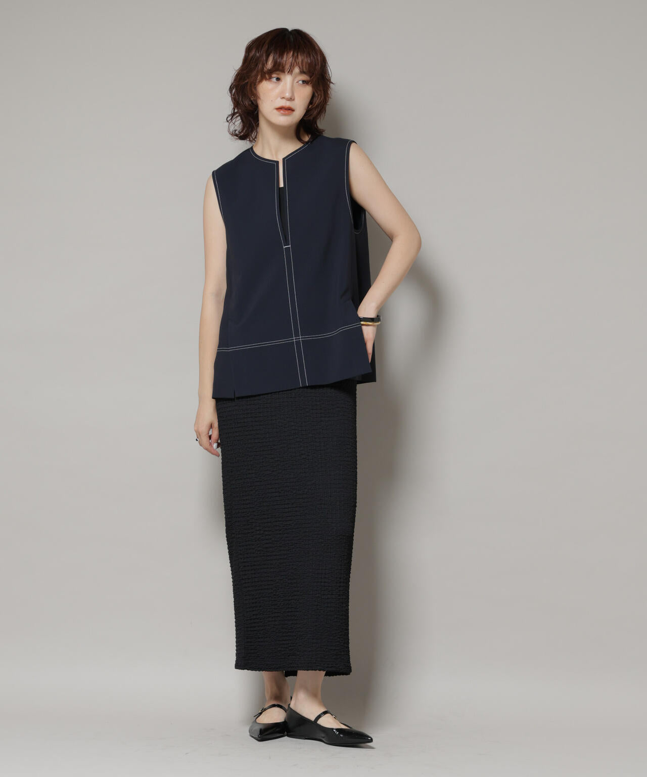 ドライウェザーストレッチバイカラーステッチベスト(セットアップ可)