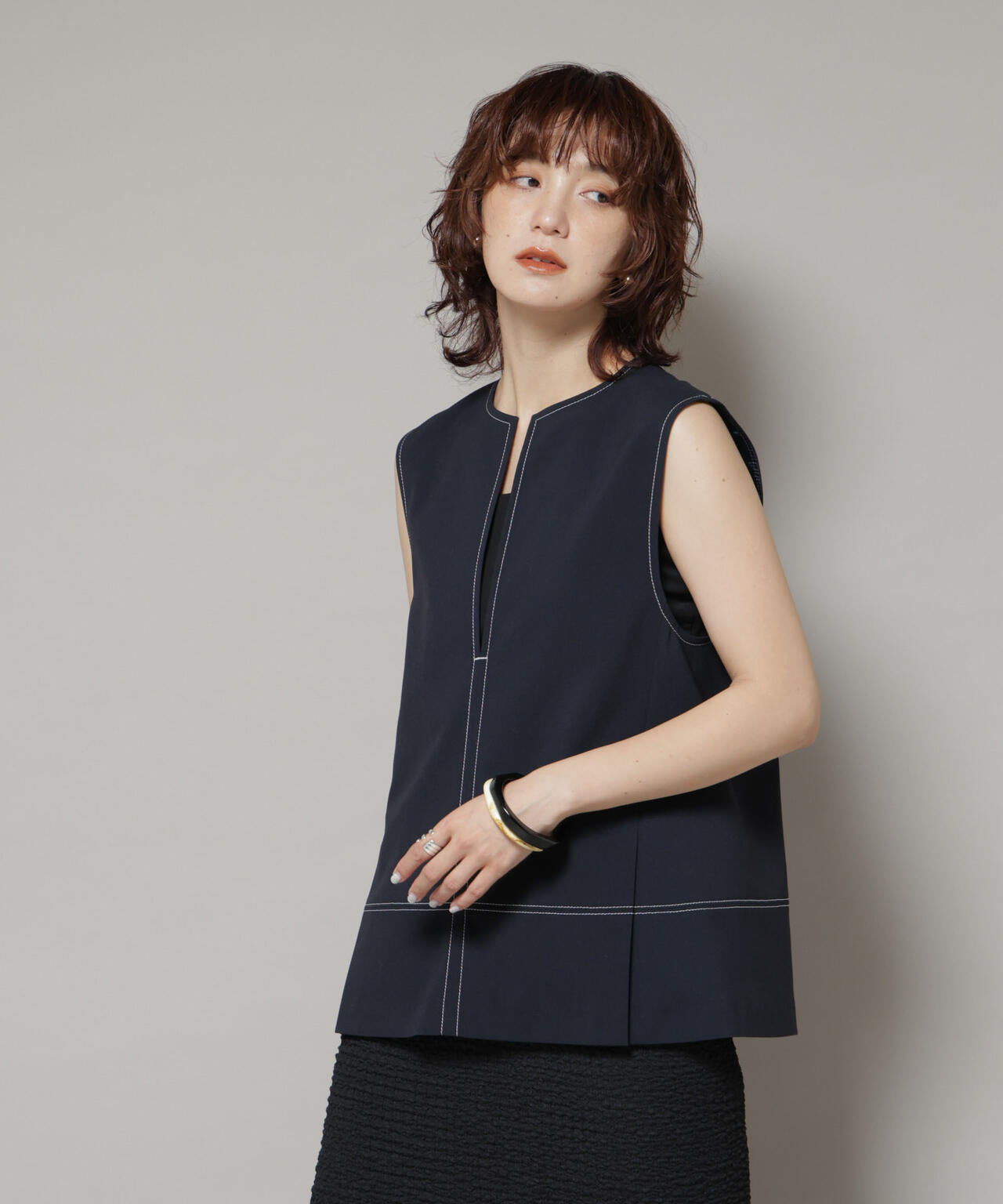 ドライウェザーストレッチバイカラーステッチベスト(セットアップ可)