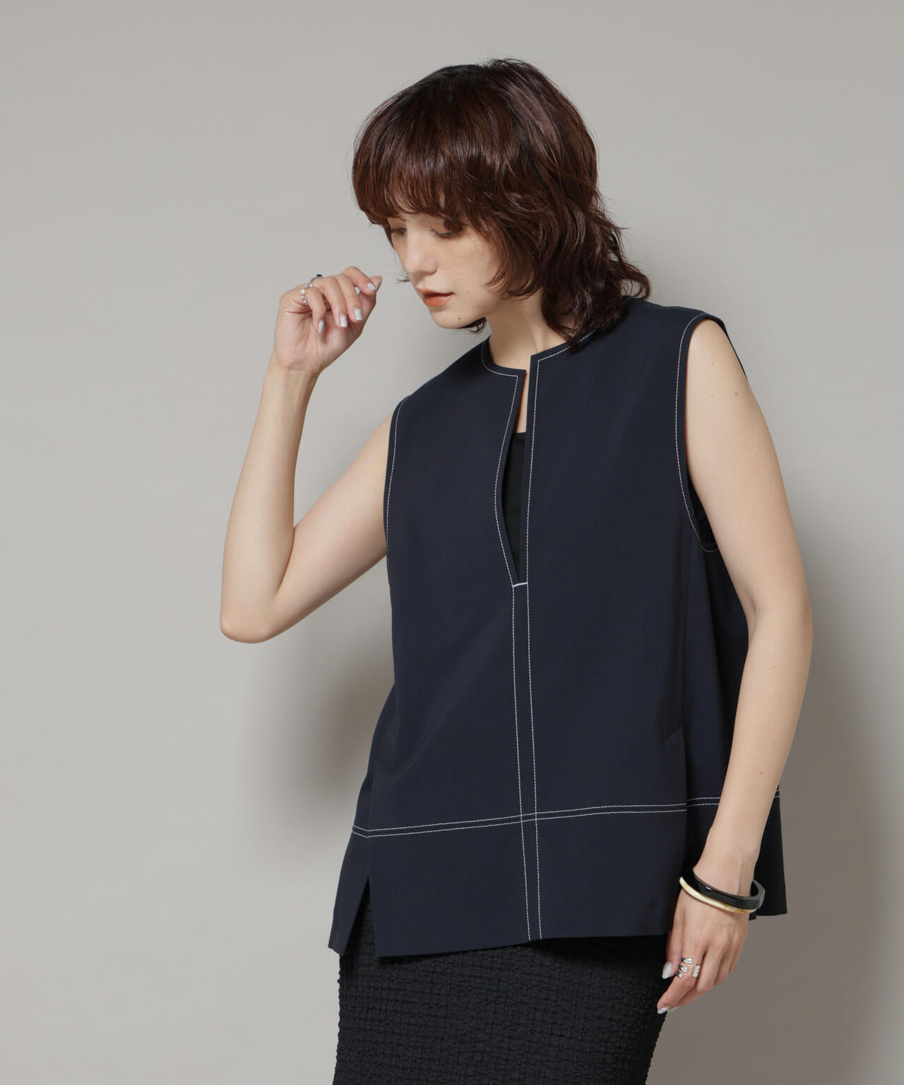 ドライウェザーストレッチバイカラーステッチベスト(セットアップ可)