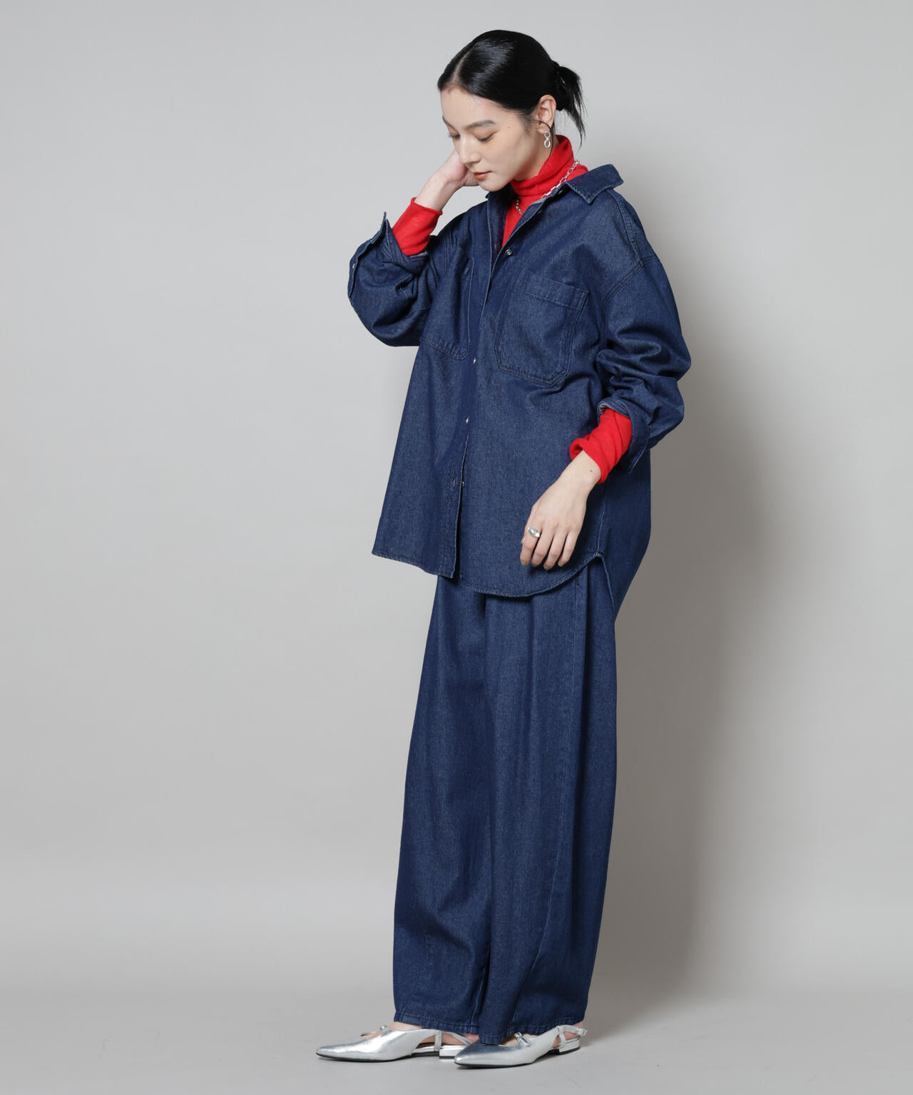 スイビウールタートルネックニットプルオーバー