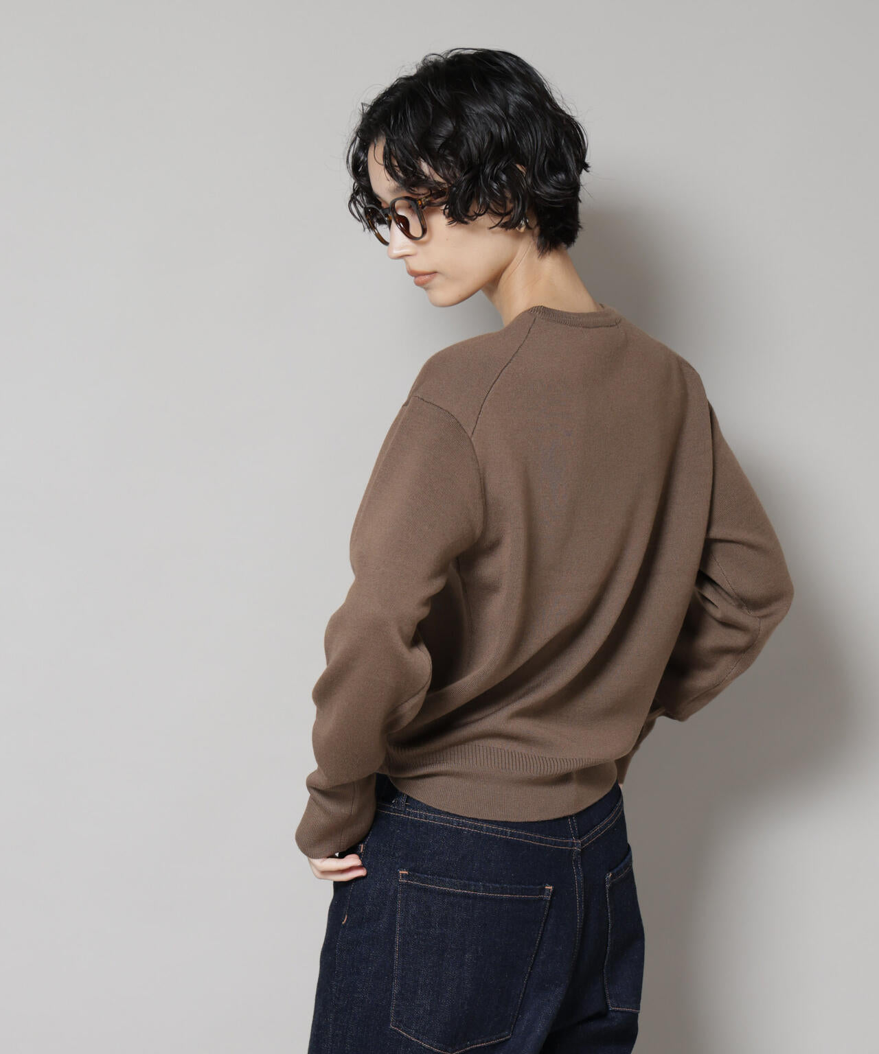 毛玉レスニットスムースクルーネックプルオーバー