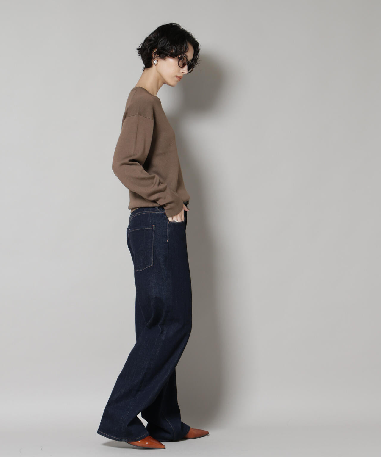 毛玉レスニットスムースクルーネックプルオーバー