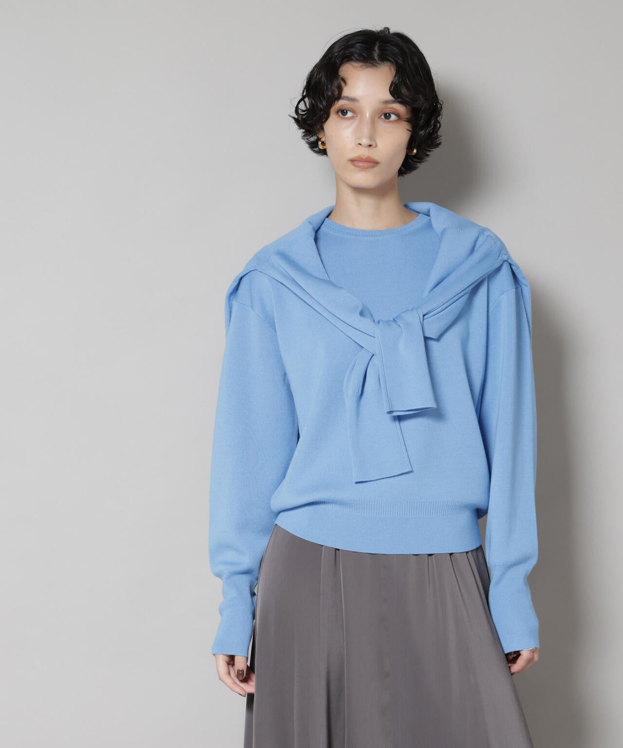 毛玉レスニットスムースクルーネックプルオーバー