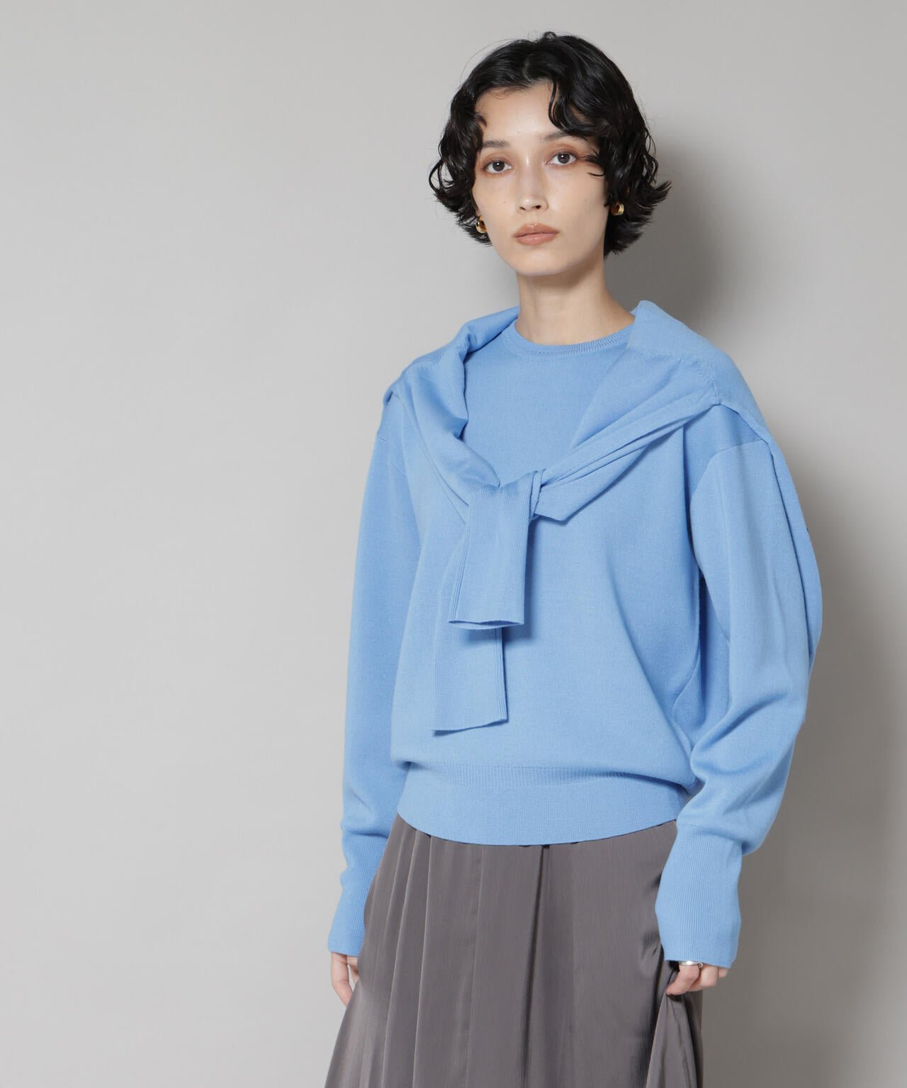 毛玉レスニットスムースクルーネックプルオーバー