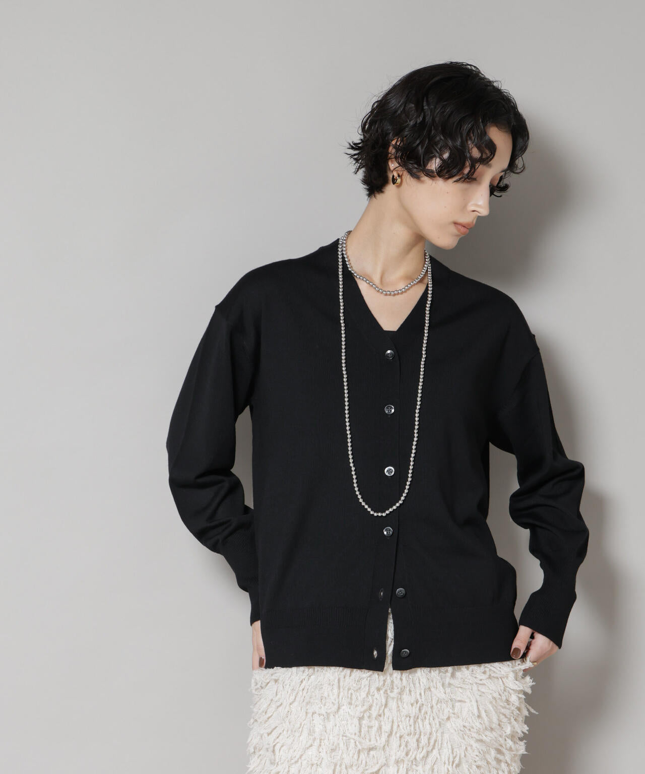 毛玉レスニット2wayカシュクールカーディガン