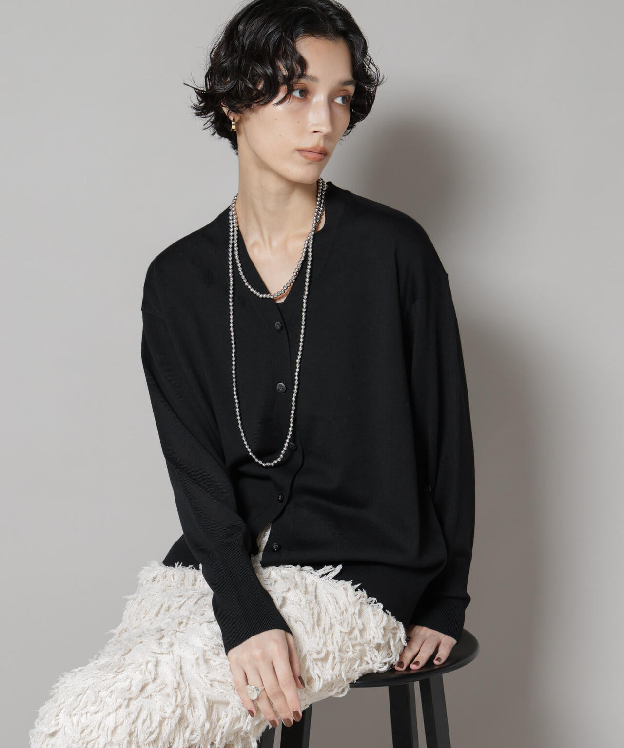 毛玉レスニット2wayカシュクールカーディガン