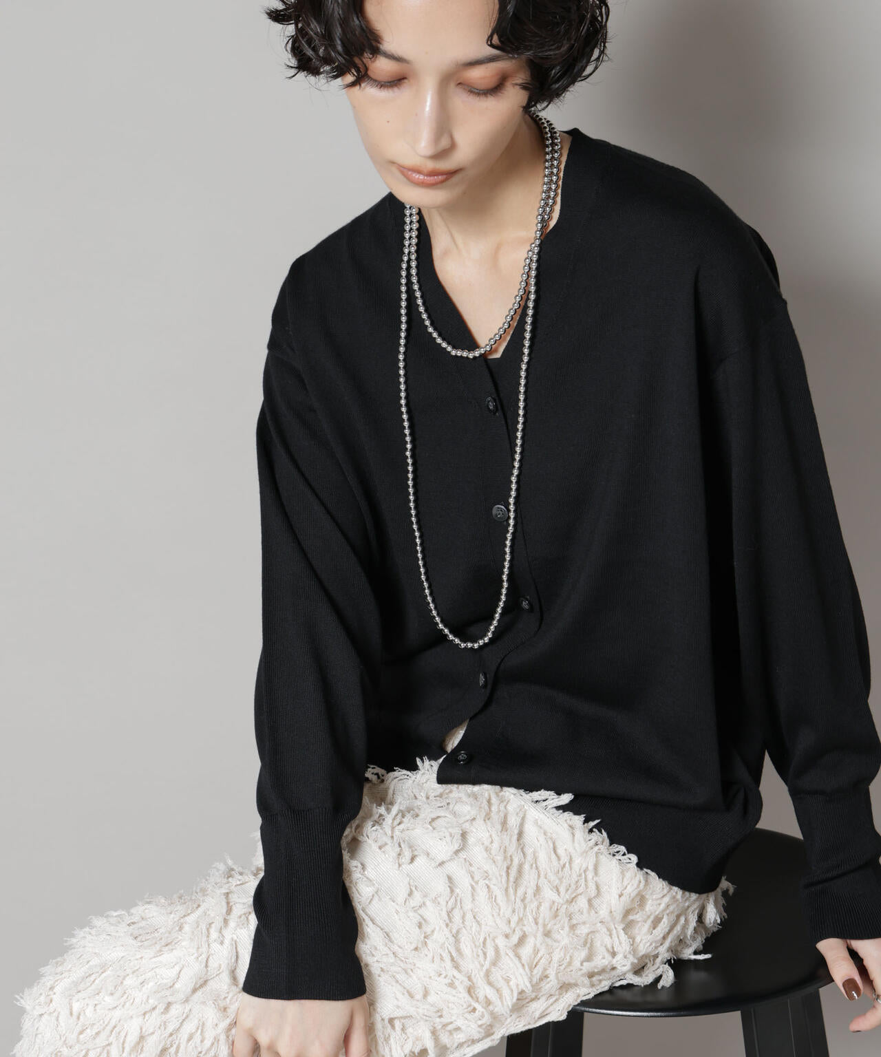 毛玉レスニット2wayカシュクールカーディガン