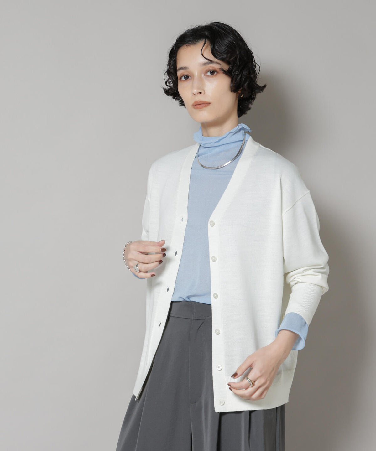 毛玉レスニット2wayカシュクールカーディガン